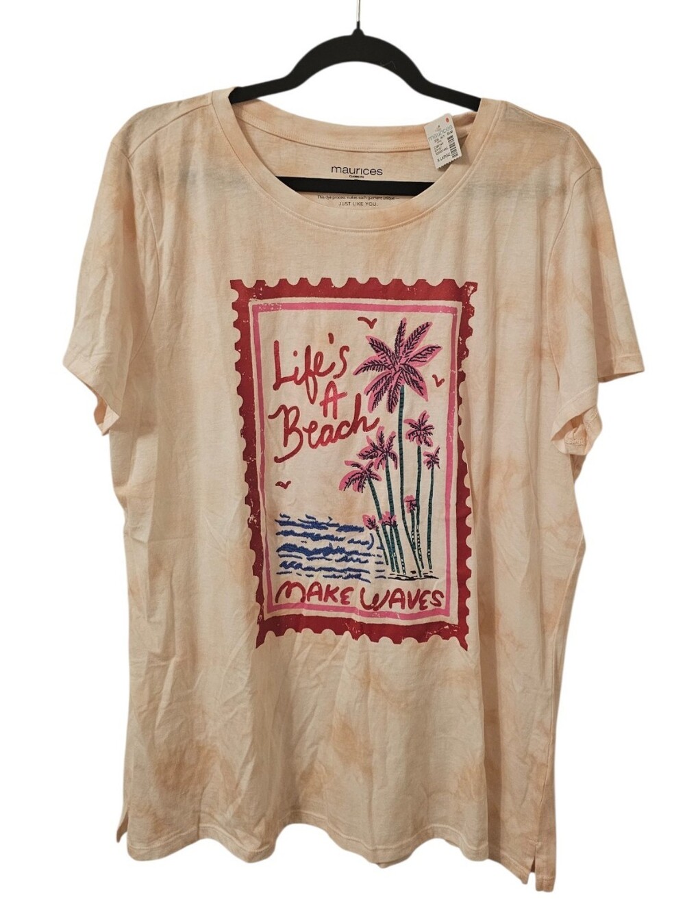 Multi-Coloured Maurices Women's Life's a Beach, Make Waves Classic Fit T-Shirt